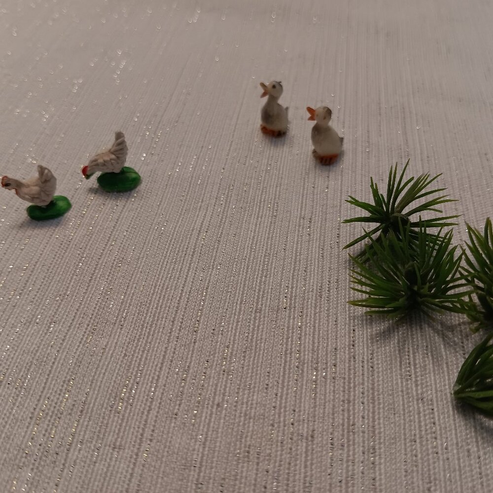 Vintage Chicken Duck Farmhouse country farm Miniature Figures Craft Doll house